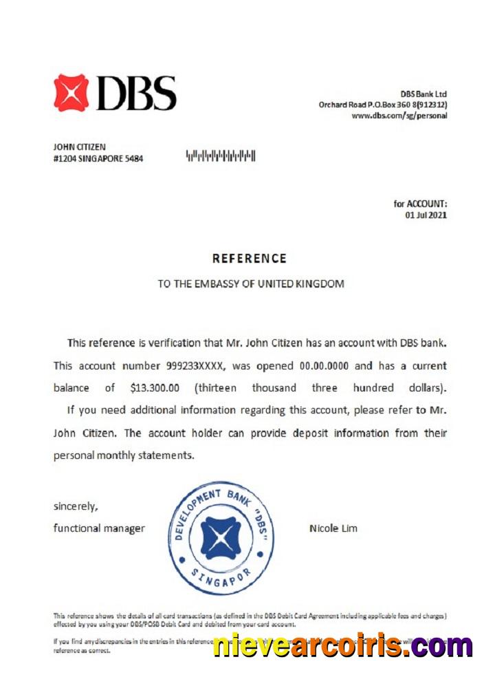 Singapore DBS bank reference